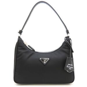 PRADA Re-Edition 2005 Mini Handbag, Re-Nylon 1N204M Nylon and Leather, Black,...